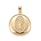 Brass Micro Pave Cubic Zirconia Locket Pendants, Photo Frame Charms for Necklaces, Real 18K Gold Plated, Lead Free & Cadmium Free, Flat Round with Saint, Clear, 23x20x5mm, Hole: 4x3mm, Inner Diameter: 15mm