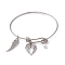 304 Stainless Steel Expandable Bangle, Wings Alloy Charm Bangle, Antique Silver, Inner Diameter: 2-1/8~2-1/4x2-1/2~2-1/2 inch(5.5~57x6.3~6.5cm)