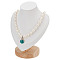Bust PU Leather & Wooden Necklace Display Stands, White, 17.5x14x8.5cm