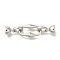 Brass Fold Over Clasps, Cadmium Free & Nickel Free & Lead Free, Oval, Platinum, 41.5mm, oval: 19x11.5x4.5mm, clasp: 14.5x7.5x7mm, hole: 5.5mm