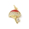 Brass Micro Pave Cubic Zirconia Pendants, Enamel Style, Rack Plating, Cadmium Free & Lead Free, Long-Lasting Plated, Real 18K Gold Plated, Mushroom, 19x11.5x4mm, Hole: 3mm