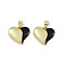 Brass Pendants, Cadmium Free & Lead Free, with Enamel, Heart Charms, Real 18K Gold Plated, Black, 19x21x3.5mm, Hole: 5x3.5mm