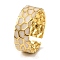 304 Stainless Steel Enamel Open Cuff Rings for Women, Real 18K Gold Plated, 7mm, Inner Diameter: Adjustable
