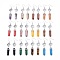 Pointed Bullet Natural & Synthetic Mixed Gemstone Dangle Earrings, with Brass Earring Hooks and Flat Round with Star of David, Platinum, 78mm, Pin: 0.7mm