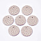 Eco-Friendly Cowhide Pendants, Flat Round, Misty Rose, 15.5x1.5mm, Hole: 1.6mm