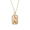 Brass Micro Pave Cubic Zirconia Rectangle with Constellation Pendant Necklaces, with Enamel, Cable Chain Necklace for Women, Capricorn, 15-3/4 inch(40cm)