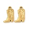 304 Stainless Steel Pendants, Cowboy Boot with Star Charm, Golden, 20.5x13x3mm, Hole: 2mm