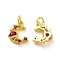 Brass Micro Pave Cubic Zirconia Charms, with Jump Rings, Moon with Planet Charms, Real 18K Gold Plated, Cadmium Free & Nickel Free & Lead Free, 13x11x4mm, Hole: 3.2mm