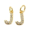 Brass Micro Pave Cubic Zirconia Pendants, Cadmium Free & Nickel Free & Lead Free, with Jump Ring, Letter J, 9x5x1.5mm, Hole: 3.6mm