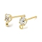 Brass Stud Earring Findings, with Rhinestone and 925 Sterling Silver Pin, with Horizontal Loops, Golden, 6.5x4mm, Hole: 1mm, Pin: 9x0.8mm