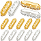 180Pcs 2 Colors 3-Hole Iron Grade A Rhinestone Bridge Spacers, with 6PCS Rhinestones, Hexagon, Crystal, Golden & Silver, 21x7x4mm, Hole: 1.5mm, 90pcs/color