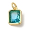 Brass Micro Pave Sky Blue Cubic Zirconia Pendants, Cadmium Free & Nickel Free & Lead Free, Real 18K Gold Plated, Cuboid, 15x10x4.5mm, Hole: 4mm