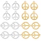 DIY Jewelry Making Finding Kit, Including 16Pcs 4 Style 201 Stainless Steel Pendants and Links Connectors, Flat Round with Peace Sign, Golden & Stainless Steel Color, 15~18.5x12.5~14x1mm, Hole: 1.4~1.5mm, 4Pcs/style