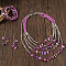 Alloy & Natural Shell & Glass Seed Beaded Multilayer Necklaces & Dangle Earrings & Bangles Sets, Platinum, Violet, 430mm