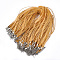 Waxed Cord and Organza Ribbon Necklace Making, with Iron Lobster Claw Clasps, Platinum, Orange, 17.6 inch~17.8 inch(45~45.5cm), 7mm