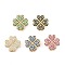 Brass Micro Pave Cubic Zirconia Slide Charms, Long-Lasting Plated, Clover, Golden, 13x13x4mm, Hole: 1.5x2mm