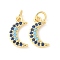 Brass Micro Pave Cubic Zirconia Pendants, Cadmium Free & Nickel Free & Lead Free, Moon Charms, with Jump Ring, Real 18K Gold Plated, 12x7x2mm, Hole: 2.5mm