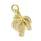 Brass Micro Pave Cubic Zirconia Pendants, Cadmium Free & Nickel Free & Lead Free, Real 18K Gold Plated, Coconut Tree Charms, Clear, 18x12.5x3mm, Hole: 3mm