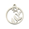Non-Tarnish 201 Stainless Steel Pendants, Ring with Flower Charm, Laser Cut, Stainless Steel Color, 17.5x15x1mm, Hole: 1.5mm
