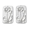 Brass Pendants, Cadmium Free & Nickel Free & Lead Free, Rectangle with Flower Charms, Real Platinum Plated, 28.5x16x2.5mm, Hole: 1.8mm