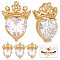 Beebeecraft 8Pcs/Box Cubic Zirconia Heart Charms 18K Gold Plated Brass Crown Top Heart Dangle Pendant for Valentine s Day DIY Earring Necklace Bracelet