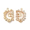Brass Connector Charms with Clear Glass, Flower Links with Letter D, Cadmium Free & Nickel Free & Lead Free, Real 18K Gold Plated, 13x19x3mm, Hole: 0.9mm