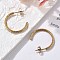 304 Stainless Steel Twist C-Shaped Stud Earrings, Ion Plating(IP), Real 18K Gold Plated, 25x2mm