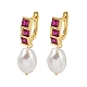Серьга-кольцо из латуни с микропаве из кубического циркония EJEW-C102-02G-2