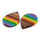 Подвески Pride на тему радуги из смолы и орехового дерева WOOD-K012-09B-2