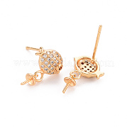 Серьги из латуни с микропейвом и прозрачным фианитом KK-T062-216G-NF