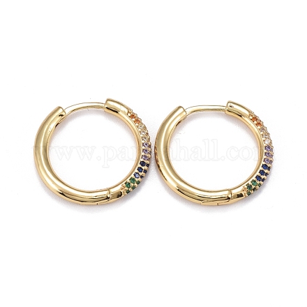 Серьги-кольца из латуни с микро-паве из фианита EJEW-K083-36G-A-1