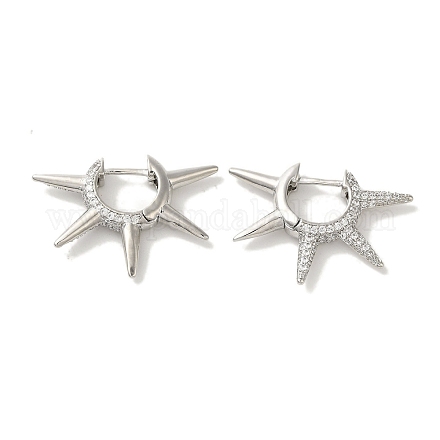 Серьги-кольца из латуни с микропаве из кубического циркония EJEW-R162-50P-1