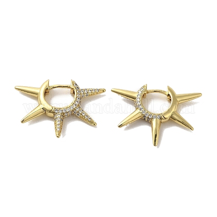 Серьги-кольца из латуни с микропаве из кубического циркония EJEW-R162-50G-1