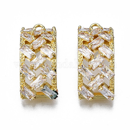 Подвески из прозрачного фианита с инкрустацией из латуни ZIRC-S069-002G-1