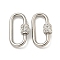 304 Stainless Steel Screw Carabiner Lock Charms, for Necklaces Making, Quick Links, with Polymer Clay Rhinestone, Oval, 21x10x2mm