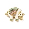 Rack Plating Brass Pave Cubic Zirconia Enamel Connector Charms, Elephant Links, Lead Free & Cadmium Free, Real 18K Gold Plated, Long-Lasting Plated, Colorful, 22.5x17x2.5mm, Hole: 1.4mm