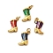 304 Stainless Steel Enamel Pendants, Boot Charms, Ion Plating(IP), Real 18K Gold Plated, with Jump Ring, Mixed Color, 16x14.5x4mm, Hole: 3.2mm