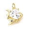 Brass Micro Pave Cubic Zirconia Pendants, with Jump Ring, Lead Free & Cadmium Free, Real 18K Gold Plated, Rack Plating, Lasting Plated, Fish, 13x12.5x4.5mm, Hole: 3mm