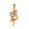 Ion Plating(IP) 304 Stainless Steel Pendants, Snake Charm, Real 18K Gold Plated, 20x8x1.5mm, Hole: 0.9mm