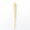 Brass Micro Pave Cubic Zirconia Pendants, Triangle, Real 18K Gold Plated, 43x6x4mm, Hole: 3mm