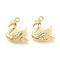 Brass Pendants, Cadmium Free & Nickel Free & Lead Free, Goose Charm, Real 18K Gold Plated, 16.5x15x6.5mm, Hole: 1.5mm