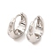 Brass Pave Clear Cubic Zirconia Hoop Earrings for Women, Lead Free & Cadmium Free, Platinum, 16x16x6mm
