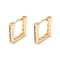 Brass Micro Pave Cubic Zirconia Hoop Earrings, Square, Real 18K Gold Plated, 11.5x2mm