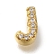 Rack Plating Brass Micro Pave Clear Cubic Zirconia Beads, Long-Lasting Plated, Cadmium Free & Lead Free, Real 18K Gold Plated, Letter J, 8x5x3mm, Hole: 0.8mm