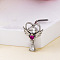 Bohemian Style 304 Stainless Steel Pave Deep Pink Cubic Zirconia L-Shaped Nose Rings, Stainless Steel Color, Heart, 8mm
