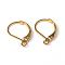 Brass Leverback Earring Findings, with Loop, Lead Free and Cadmium Free, Golden, about 10mm wide, 15mm long, hole: 1mm