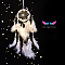 Indian Style Cotton Rope Woven Net/Web with Feather Pendant Decoration, with Beads and Shell, without Lamp, White, 54cm