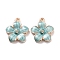Zinc Alloy Enamel Pendants, Flower, Golden, Light Sky Blue, 16.5x14.5x2.5~3mm, Hole: 1.5mm