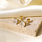 Fashionable Stainless Steel Cubic Zirconia Square Stud Earrings, Real 18K Gold Plated, Green Yellow, 7.6mm