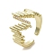 Brass Micro Pave Cubic Zirconia Open Cuff Ring, Cadmium Free & Lead Free, Real 16K Gold Plated, US Size 12 3/4(22mm)